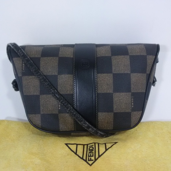 Fendi Handbags - FENDI Vintage Roma Checkered Print Crossbody Bag